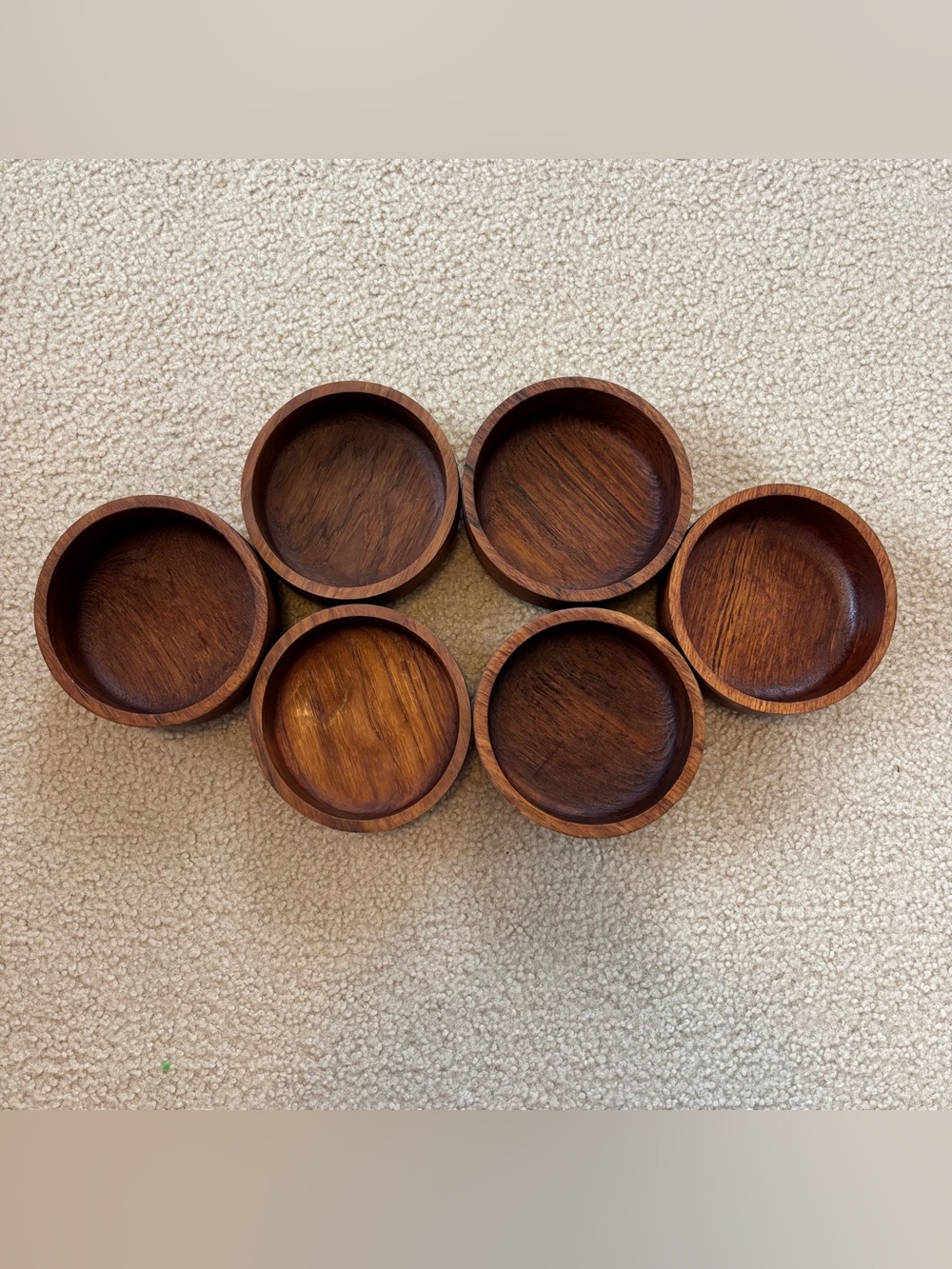 Goodwood Vintage Teak Wood Set of 6 salad bowls made in Thailand
